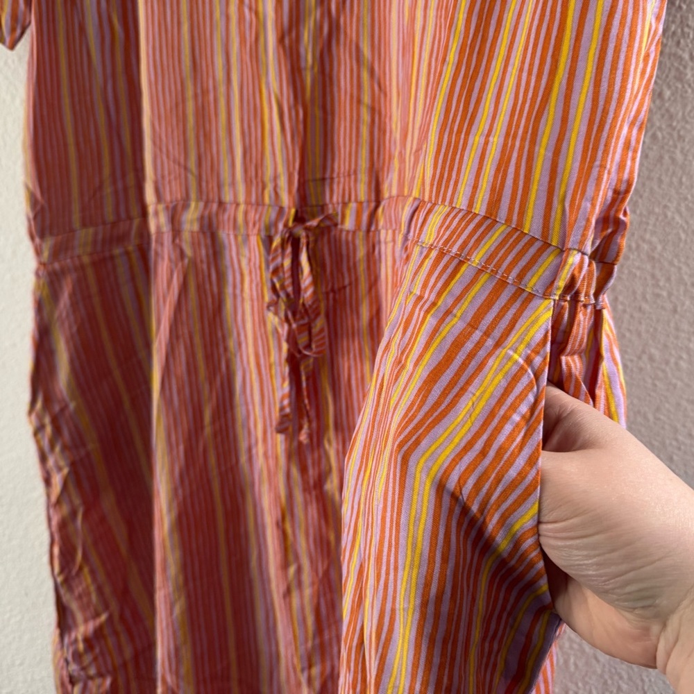 House Striped Dress Relaxed Drawstring Waist Size 44EU (12/14) Boho Natural NEW - Picture 12 of 14